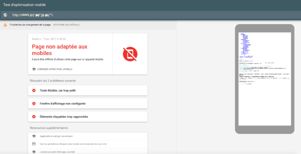 exemple de site non mobile ready