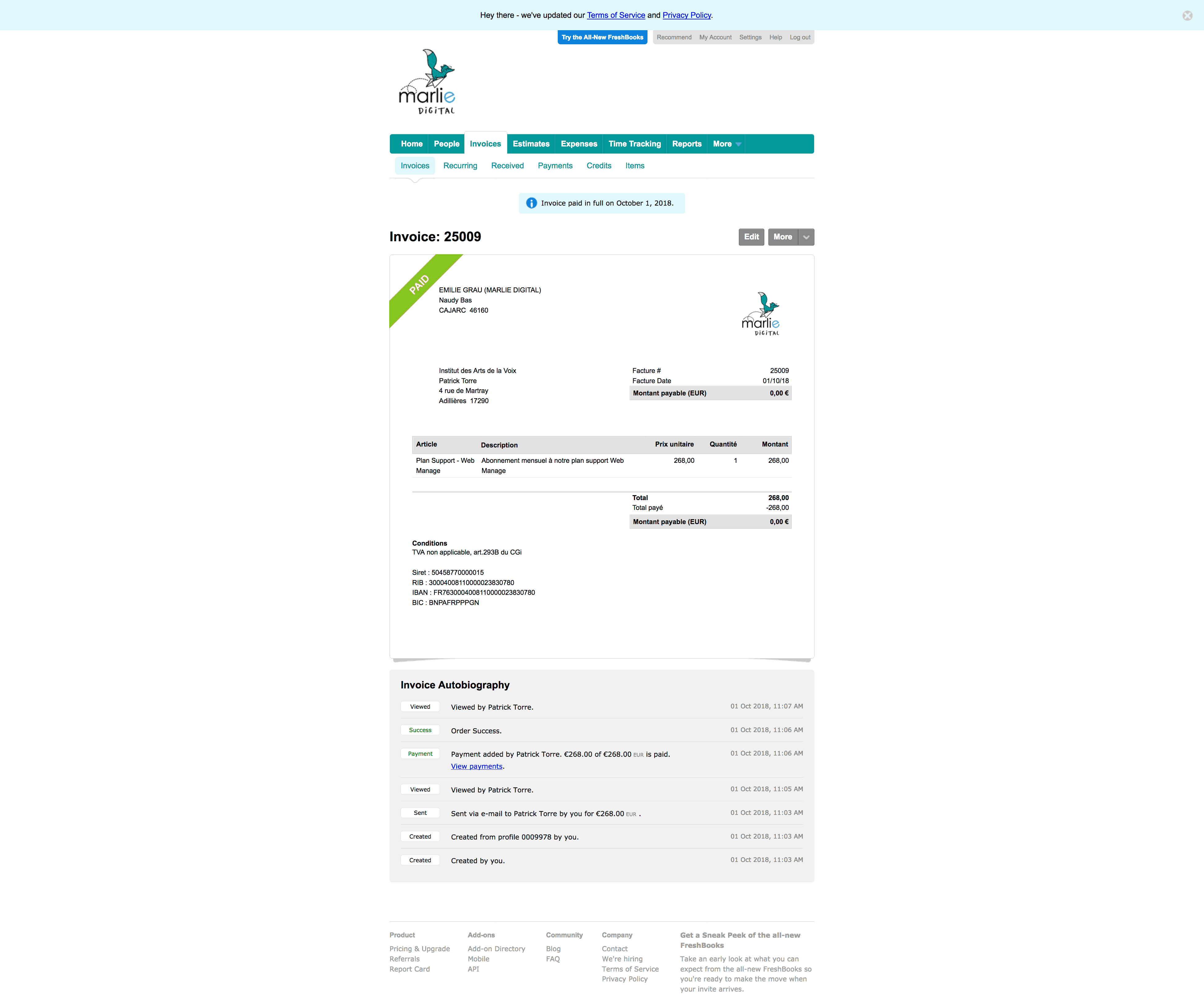 Exemple Facture Freshbooks exemple de fcature Freshbooks